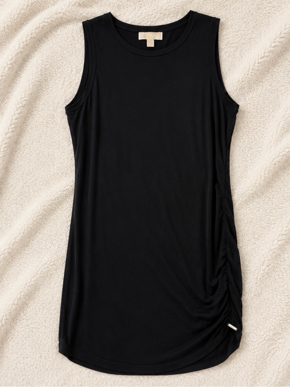 Michael Kors Black Sleeveless Ruched-Side T-Shirt Dress - Size XL